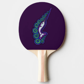 Raquette De Ping Pong Narwhal ondule le dessin coloré de style celtique