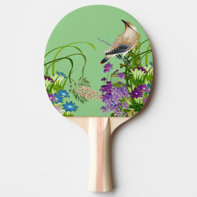 Raquette De Ping Pong Nature Verdure Aquarelle Florale Oiseau Lilac Fleu (Devant)