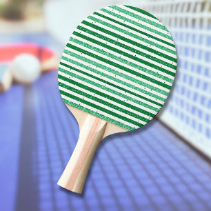 Raquette De Ping Pong Nature Vert Blanc Rayures Pailletées Horizontales
