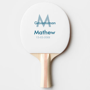 Raquette De Ping Pong Navy bleu nom de garçon d'honneur lettre date masc