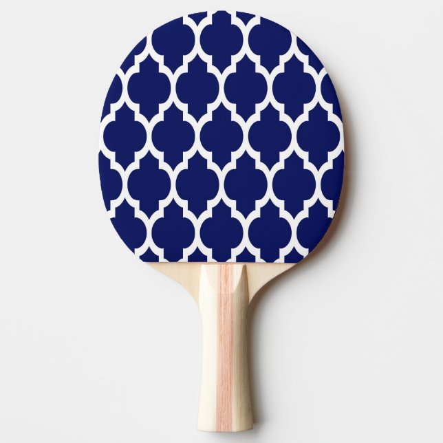Raquette De Ping Pong Navy Blue White Moroccan Quatrefoil (Devant)