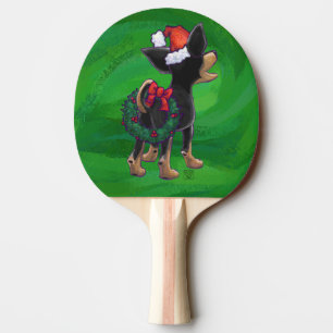 Raquette De Ping Pong Noël Chihuahua sur vert