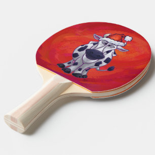Raquette De Ping Pong Noël de la vache sur Red Feild