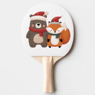 Raquette De Ping Pong Noël/hiver Mignonne Ours et renard