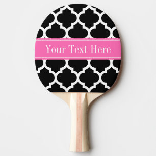 Raquette De Ping Pong Noir Blanc Marocain #5 Hot Rose #2 Nom Monogramme