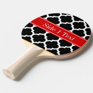 Raquette De Ping Pong Noir Blanc Marocain #5 Nom Rouge Monogramme