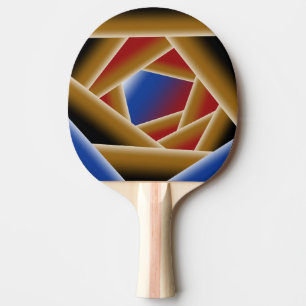 Raquette De Ping Pong Noir Bleu Rouge Or Ombre Abyss Art Abstrait