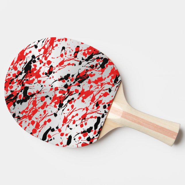 Raquette De Ping Pong Noir et rouge Abstrait éclaboussure et goutte (Côté)