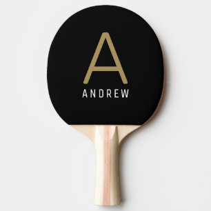 Raquette De Ping Pong Noir Or Moderne Monogramme Nom Ping Pong Paddle