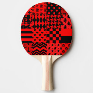 Raquette De Ping Pong Noir rouge Motif mélangé conception de la patchwor