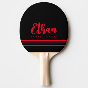 Raquette De Ping Pong Noir Table-Tennis Rouge Nom Script PingPong Paddle