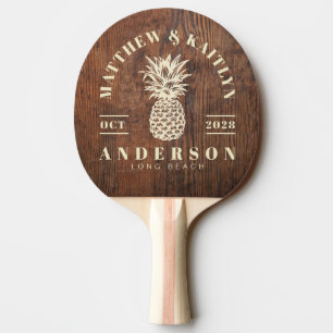 Raquette De Ping Pong Noix de bois sombre Tropicale Mariage Ananas