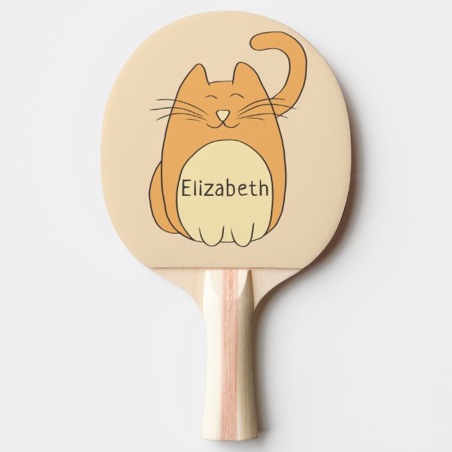 Raquette De Ping Pong Nom d'ajout de chat de dessin (Devant)