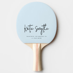 Raquette De Ping Pong Nom de calligraphie de script Minimaliste Bleu cla
