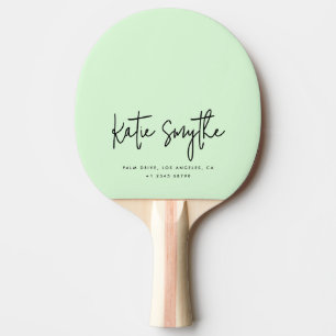 Raquette De Ping Pong Nom de calligraphie de script Sage vert minimalist