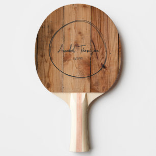 Raquette De Ping Pong Nom de coupe brute d'érable dans un cercle dessiné