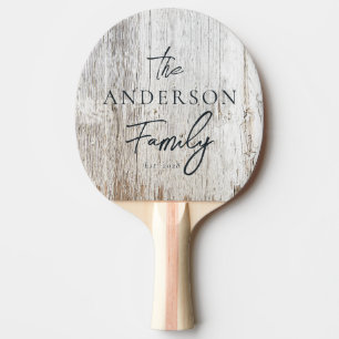 Raquette De Ping Pong Nom de famille écrit à la main blanchi par les int