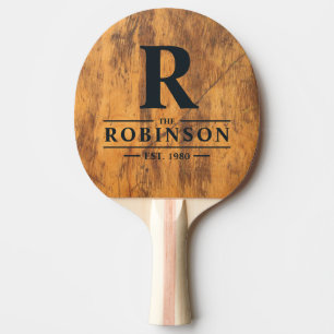 Raquette De Ping Pong Nom de famille et initiale du billot de cuisine
