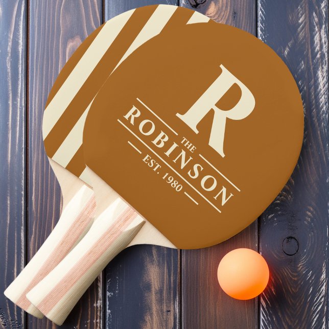 Raquette De Ping Pong Nom de famille et Polo initial Sable brûlé (Créateur téléchargé)