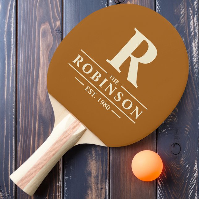 Raquette De Ping Pong Nom de famille et sable brûlé initial (Créateur téléchargé)