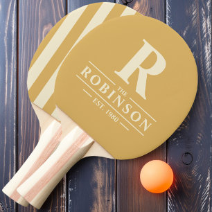 Raquette De Ping Pong Nom de famille & Initial Rayure Polo Sable Lever d