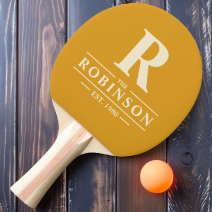 Raquette De Ping Pong Nom de famille & Initiale Beurre brûlé Bouton d'or