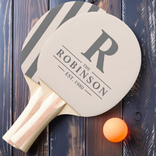 Raquette De Ping Pong Nom de famille &Polo initial Striting Sandcastle P