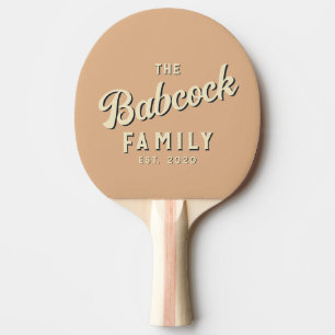 Raquette De Ping Pong Nom de famille rétro Milieu du siècle Baiser de pê