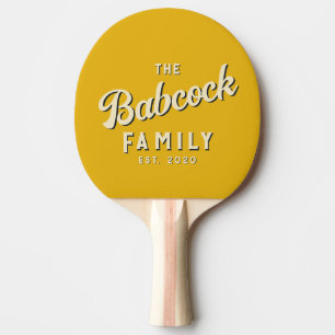 Raquette De Ping Pong Nom de famille rétro Tournesol chaud et année