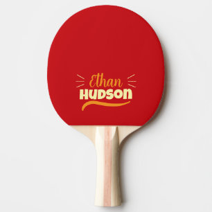 Raquette De Ping Pong Nom de joueur de tennis de table rétro rouge