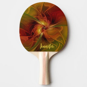 Raquette De Ping Pong Nom de la fleur Brown rouge orange Abstraite