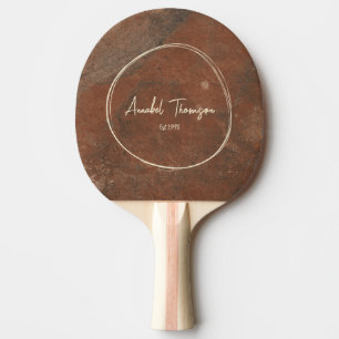 Raquette De Ping Pong Nom de la pierre de sable marron dans le cercle de