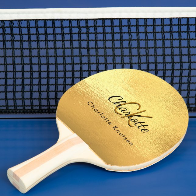 Raquette De Ping Pong Nom de monogramme or glamour (Insitu)