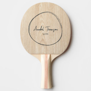 Raquette De Ping Pong Nom de Pin Blanc dans un Cercle Dessiné