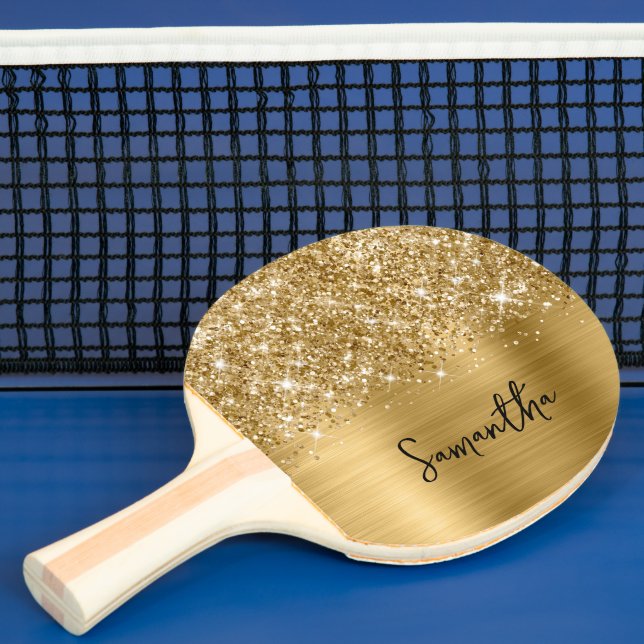 Raquette De Ping Pong Nom de script Glam doré pailleté (Insitu)