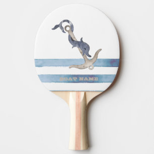 Raquette De Ping Pong Nom du bateau, Ancre Dauphin Bleu clair rayures