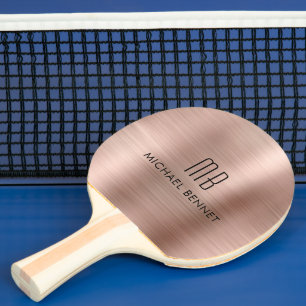 Raquette De Ping Pong Nom du monogramme métal or Rose élégant