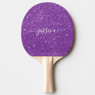 Raquette De Ping Pong Nom du script de parties scintillant violet modern