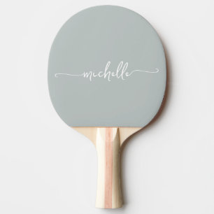 Raquette De Ping Pong Nom en monogramme écriture de signature Vert sauge