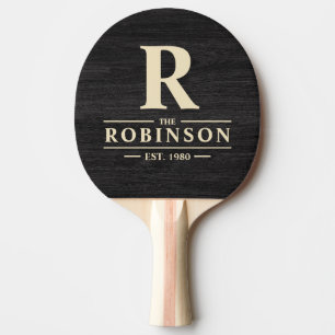 Raquette De Ping Pong Nom et initiale de famille en bois sombre modeste