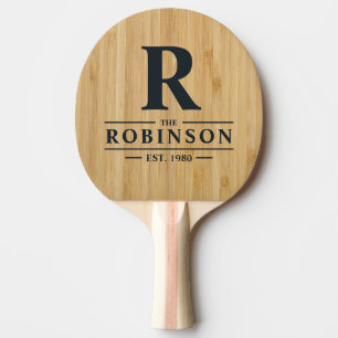Raquette De Ping Pong Nom et initiale de la famille Dark Bamboo