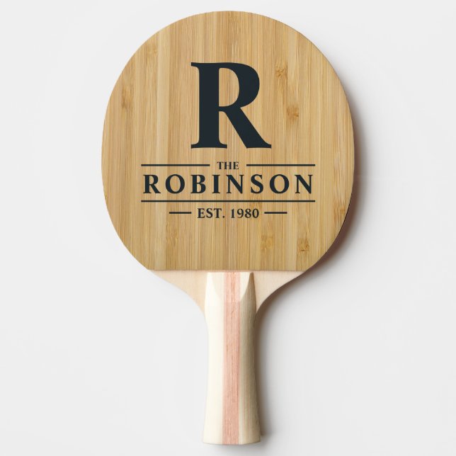 Raquette De Ping Pong Nom et initiale de la famille Dark Bamboo (Devant)