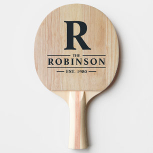 Raquette De Ping Pong Nom et initiale de la famille en bois de frêne bla