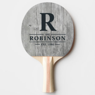 Raquette De Ping Pong Nom et initiale de la famille Gray Timber