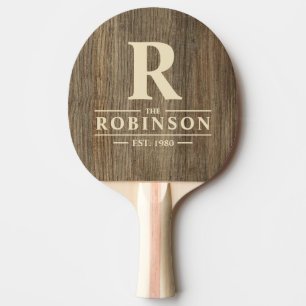 Raquette De Ping Pong Nom et initiale de la famille Hickory Wood