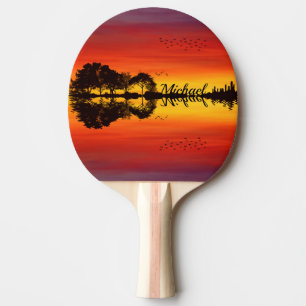 Raquette De Ping Pong Nom guitariste orange moderne Aquarelle