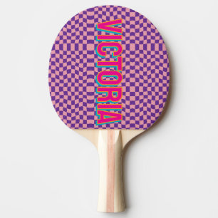 Raquette De Ping Pong Nom lettrage coloré rétro 2D