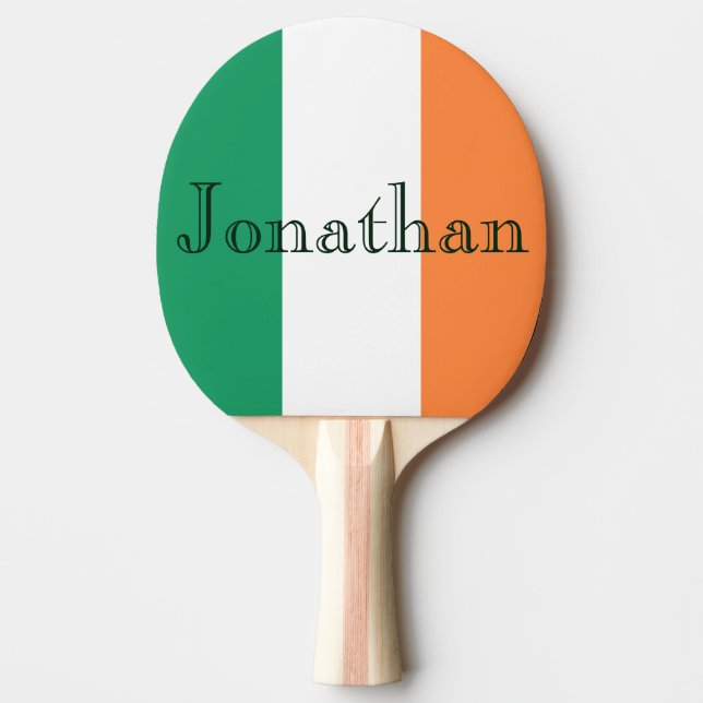 Raquette De Ping Pong Nom personnalisable sur drapeau irlandais ppcnt (Devant)