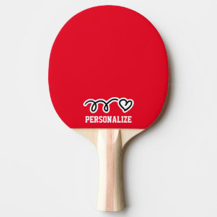 Raquette De Ping Pong Nom personnalisé conception coeur pagaie de ping