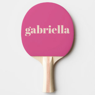 Raquette De Ping Pong Nom personnalisé en typographie gras rose vif